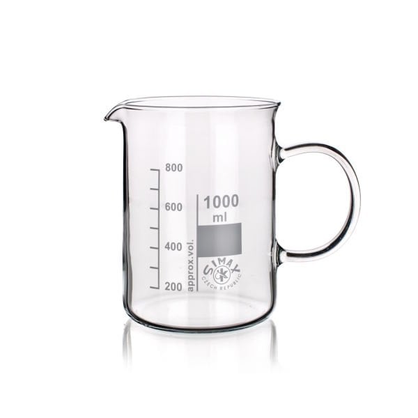 Simax Kulplu Cam Beher 1000 ml - Kısa Form Isıya Dayanıklı Beaker
