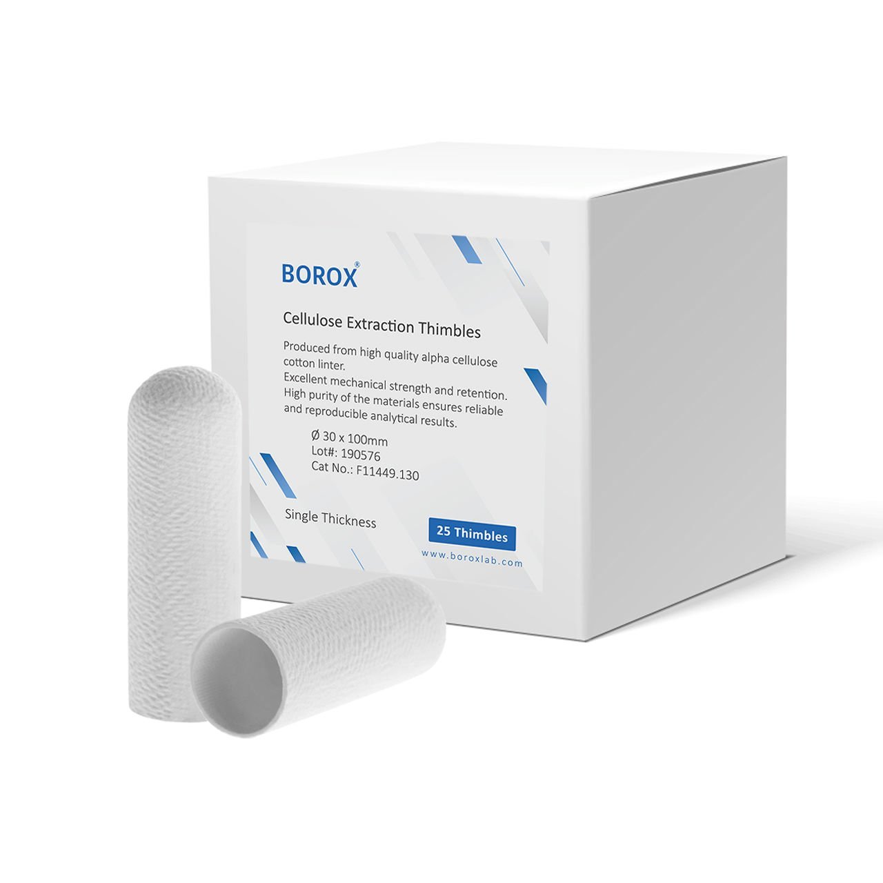 Borox Soxhlet Ekstraksiyon Kartuşu - Selüloz - 30x100mm Kartuş Filtre