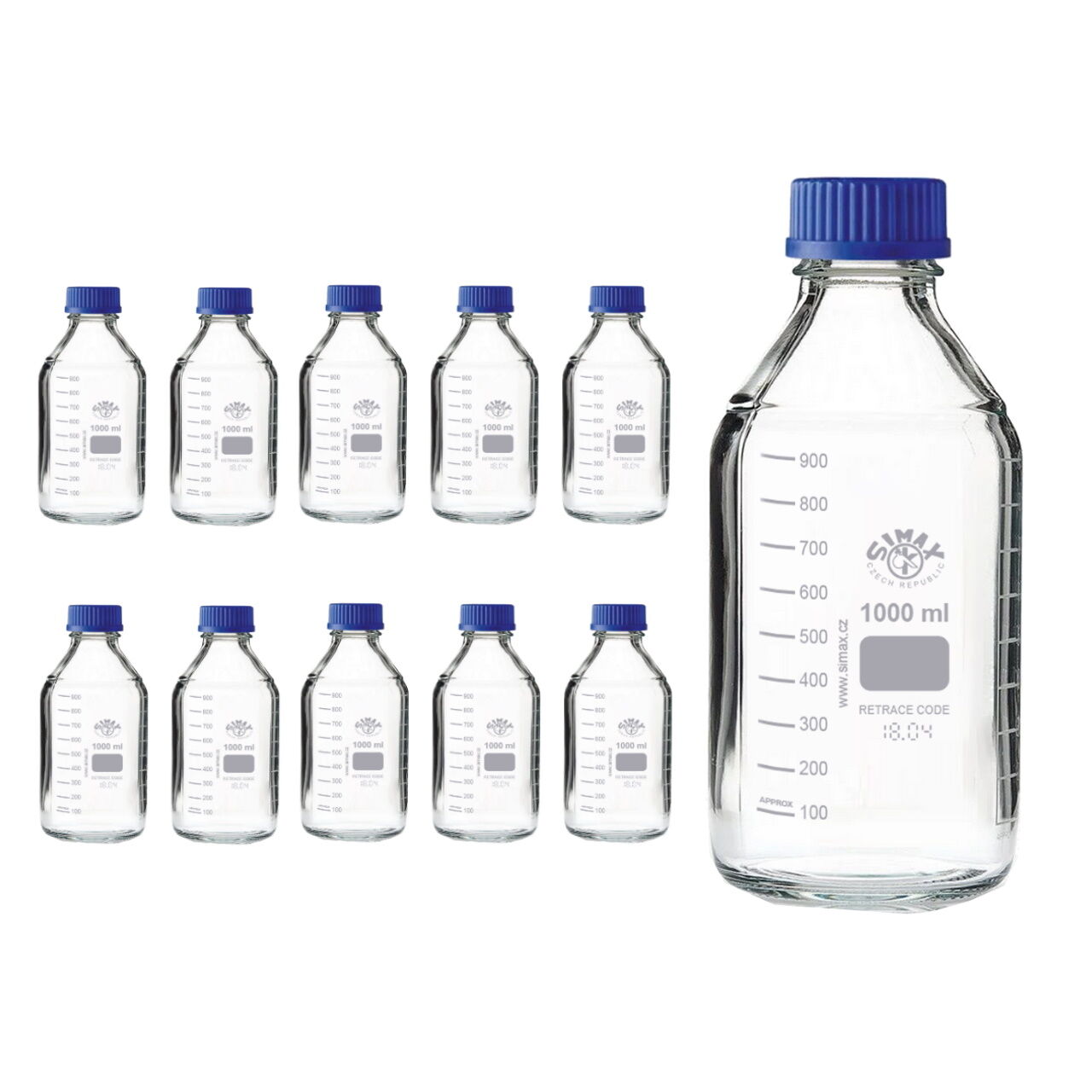 Simax Cam Otoklav Şişe 1000 ml - Vida Kapaklı Boş Şişe - 10 Adet Toptan