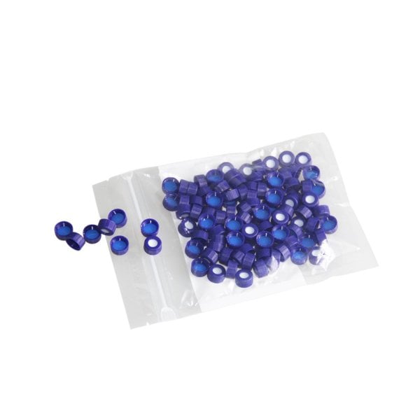 BOROX Yarıklı Mavi Screw Vial Kapağı ND9 -Mavi PTFE/Beyaz Silikon Septa- 100lü