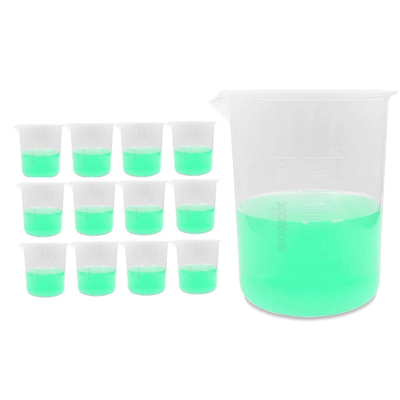 Borox Plastik Beher 500 ml - Kabartma Dereceli - Plastic Beaker Autoclavable - 12 Adet/Toptan