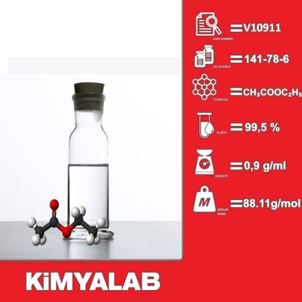 Etil Asetat 500ml Cam Şişe - Ethyl Acetate Extra Pure %99,5