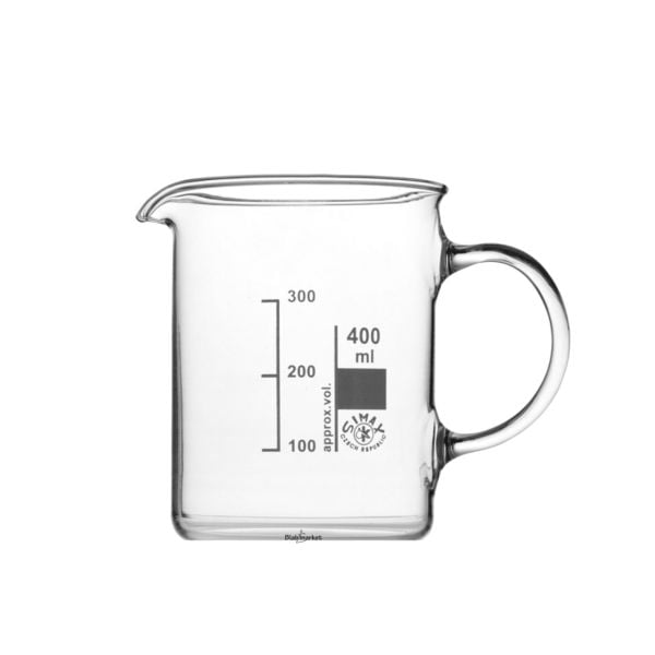 Simax Kulplu Cam Beher 400 ml - Kısa Form Isıya Dayanıklı Beaker