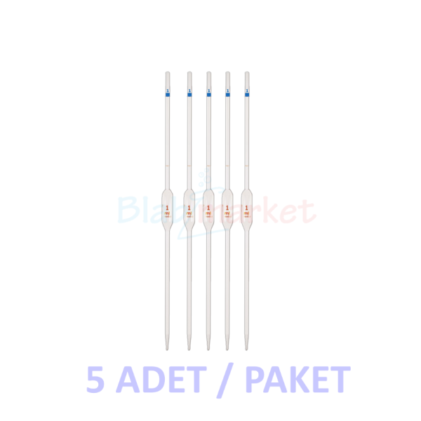 Borox Cam Bullu Pipet 1 ml - 5adet-paket - Volumetrik Pipet