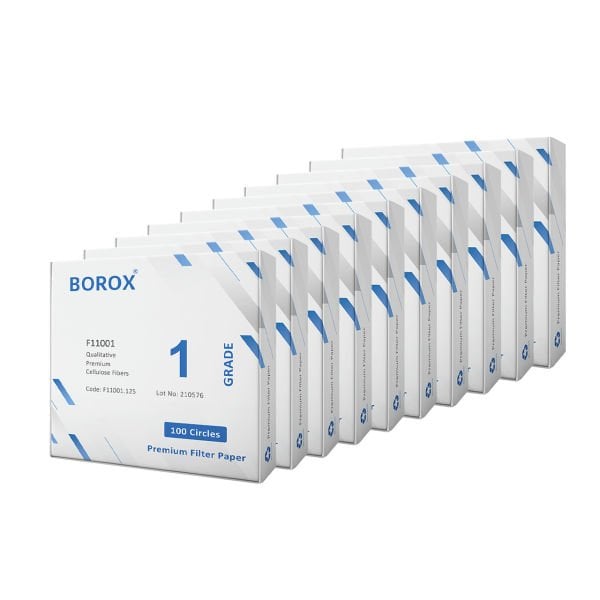 Borox Laboratuvar Filtre Kağıdı 125 mm Kalitatif - Orta Hız - Grade 1 - 10 Paket Toptan