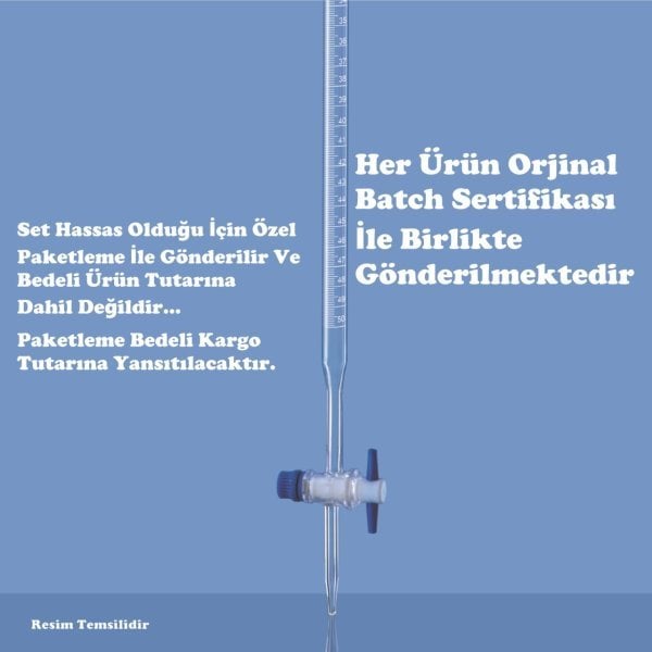 Borosil Cam Büret Düz 10 ml 0.05 ml Teflon Musluk - Class B