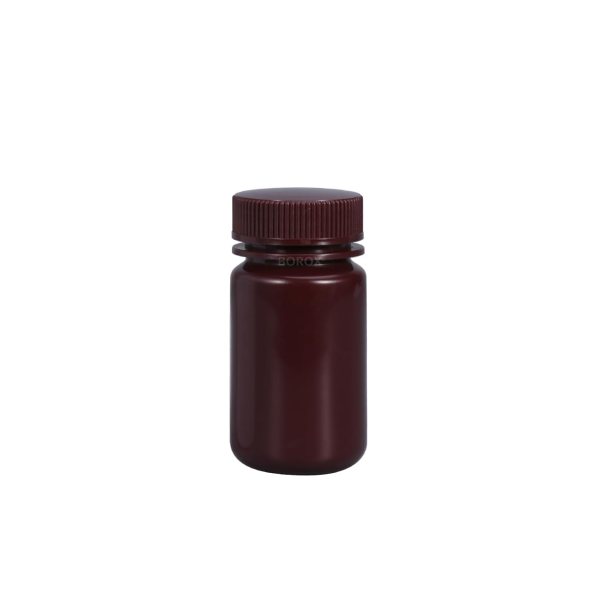 Borox Numune Şişesi 125ml - Vida Kapaklı - HDPE Amber Şişe - Geniş Ağızlı Plastik Şişe