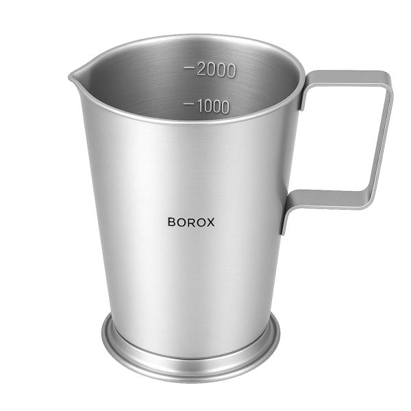 Borox Kulplu Standlı Paslanmaz Çelik Beher 2 L - Ölçü Kabı 2000ml