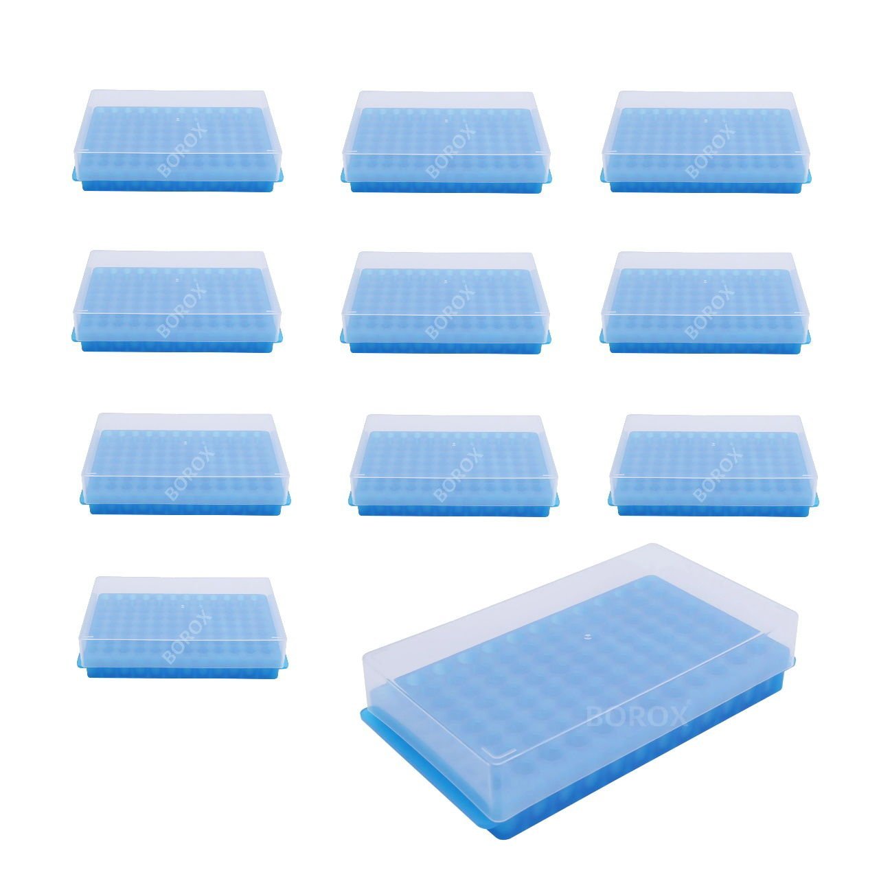 PCR Tüp Standı 0.2-0.5-1.5-2 ml İçin 96 Delikli Çift Taraflı - Kapaklı -  Eppendorf Tüp Standı - 10 Adet Toptan