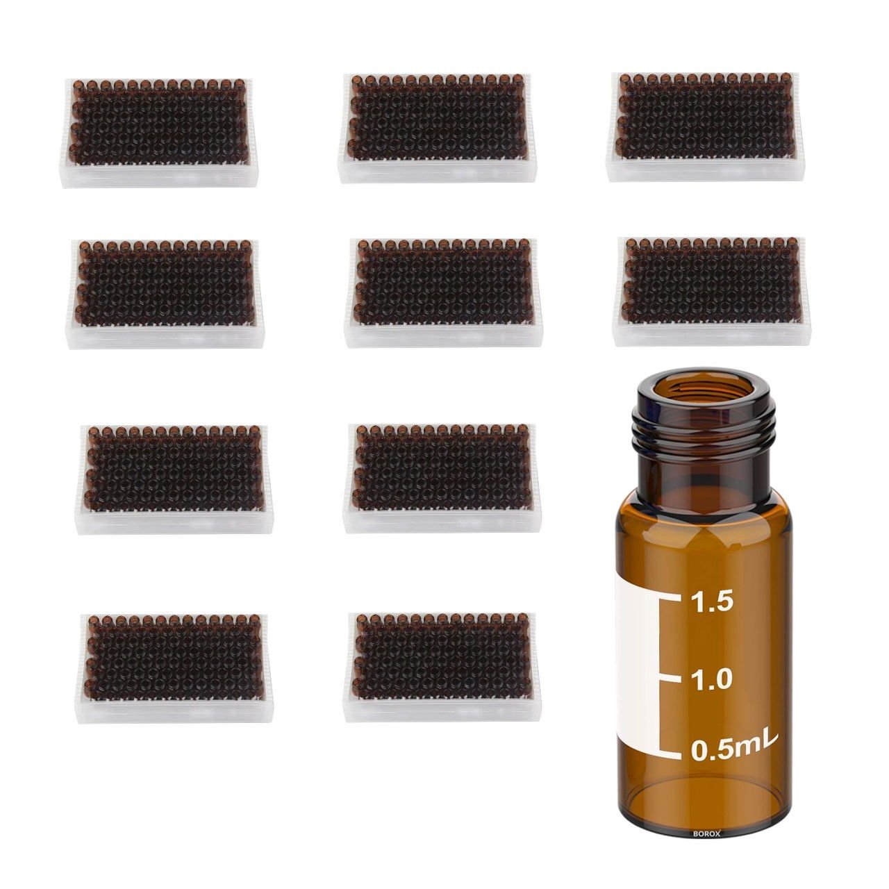 Borox Cam Vial 2 ml Amber - Vida Boyunlu ND9 - Hacim Ölçekli - 1000 Adet Toptan