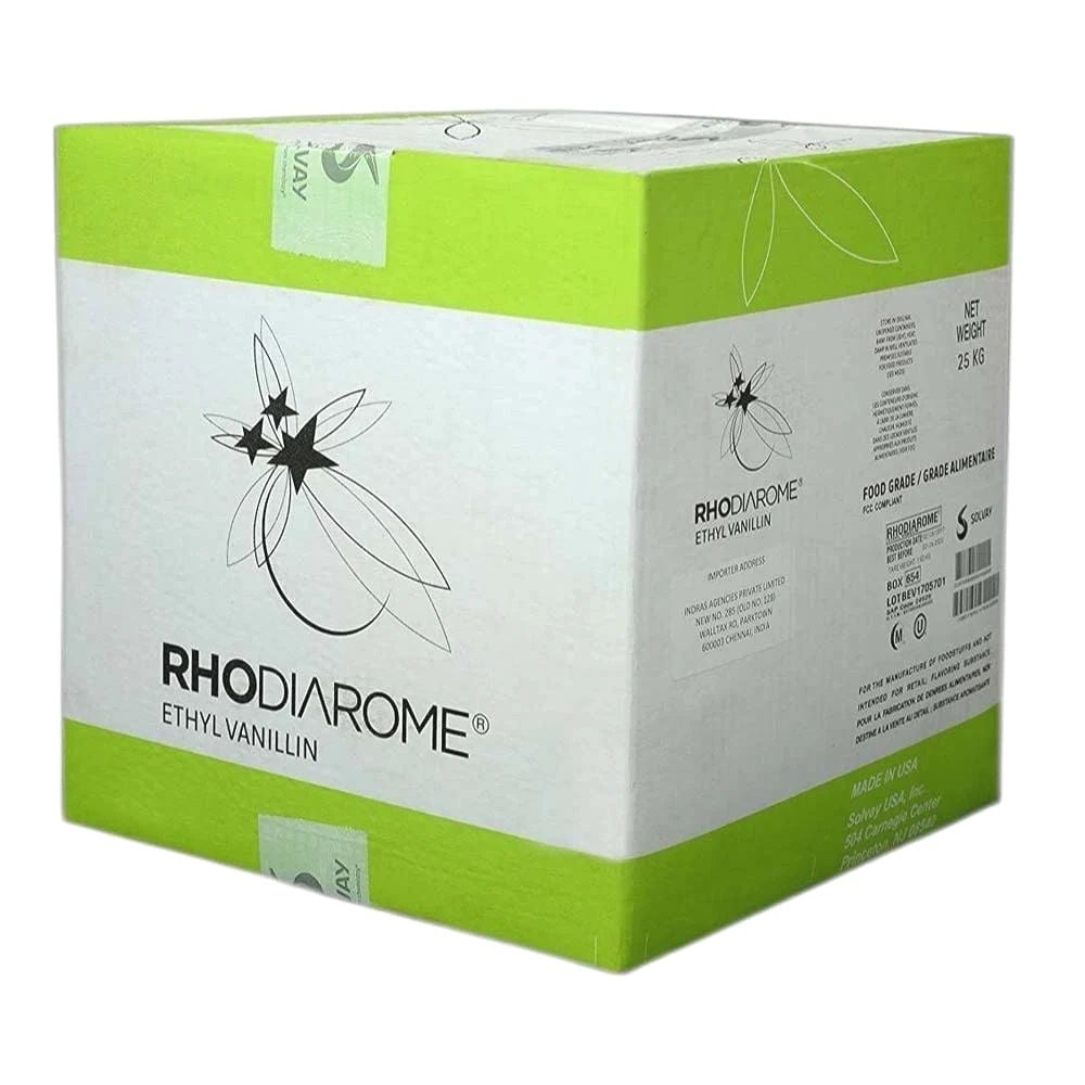 Solvay Rhodiarome Ethyl Vanillin Tozu 25 Kg/Koli - Rhodiarome Ethyl Vanillin Powder - Food Grade