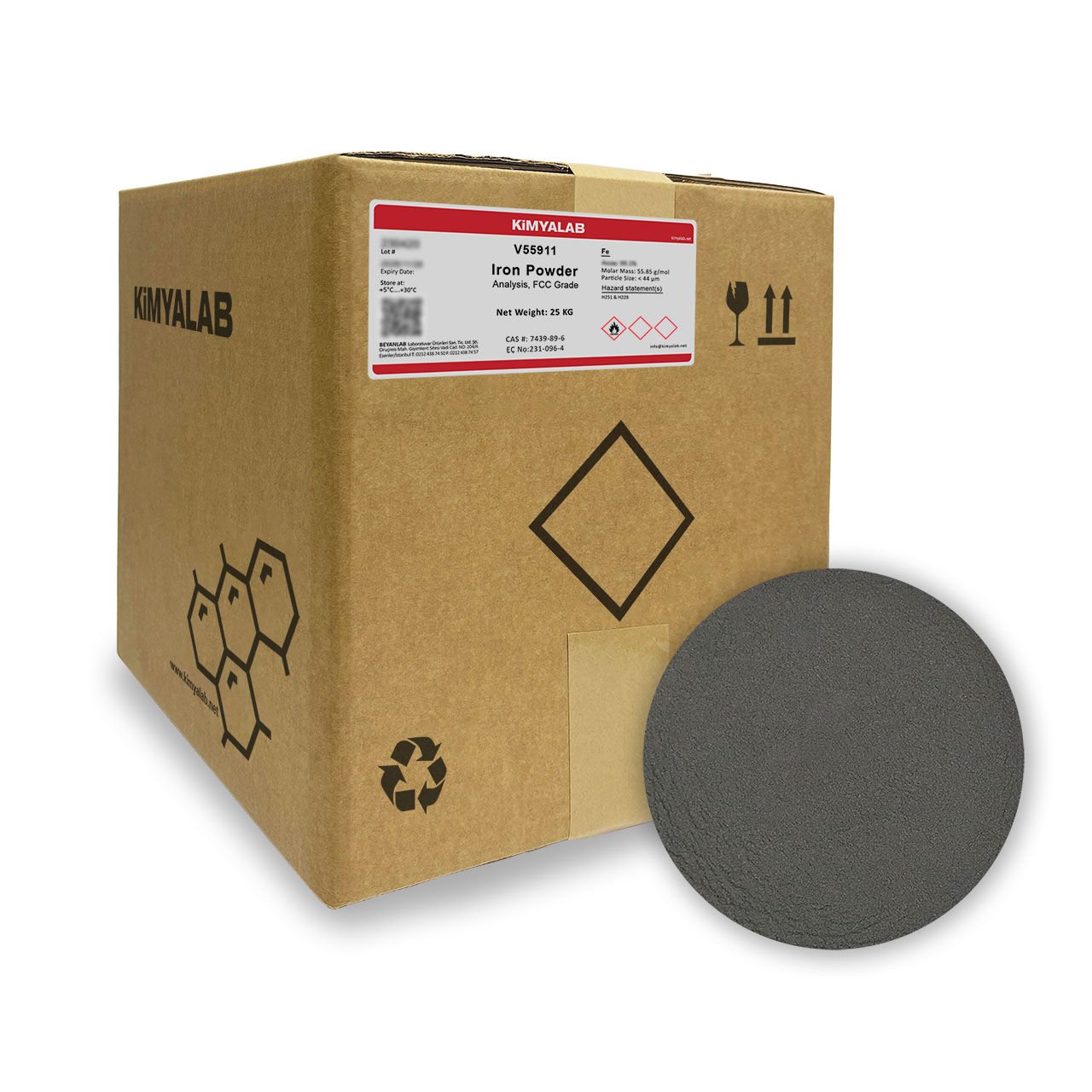 Kimyalab Demir Tozu - Iron Powder - Food Grade - 25 Kg-Koli Toptan