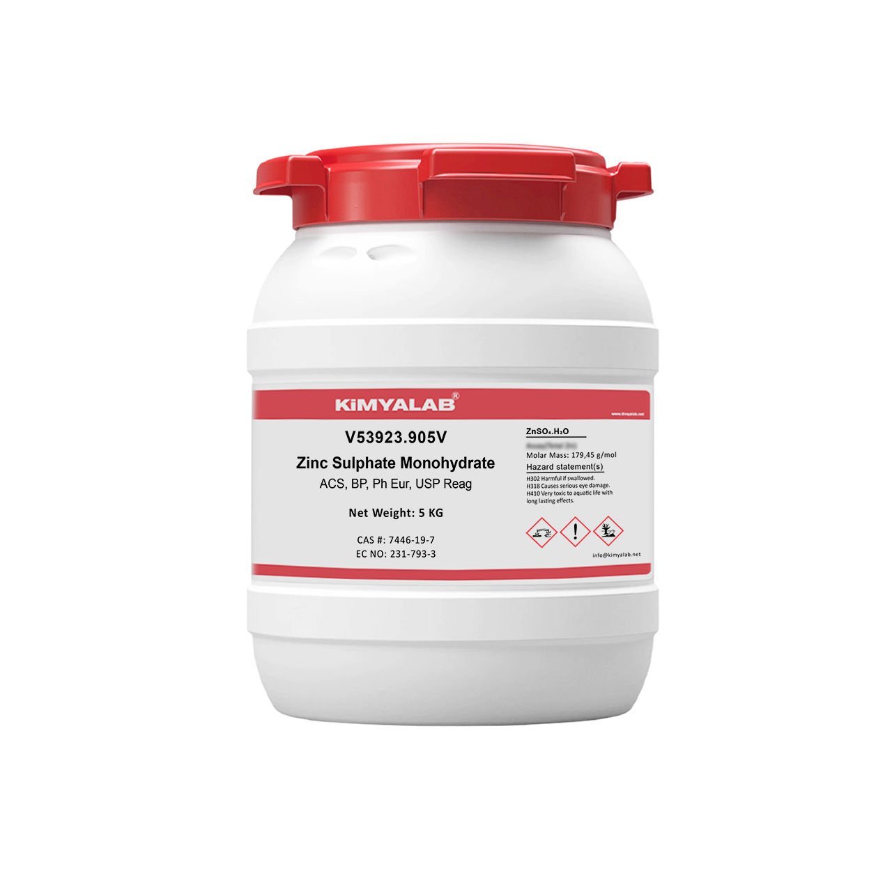 Kimyalab Çinko Sülfat Monohidrat - Zinc Sulfate Monohydrate - 5 Kg-HDPE Varil