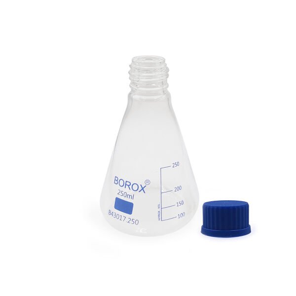 Borox Cam Erlen 250 ml - Erlenmeyer Flask Vida Kapaklı - 10 Adet Toptan