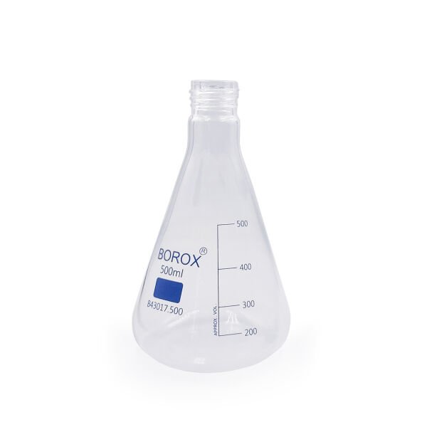 Borox Cam Erlen 500 ml - Erlenmeyer Flask Vida Kapaklı - 10 Adet Toptan