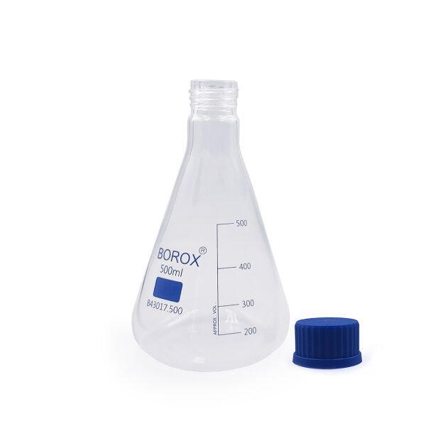 Borox Cam Erlen 500 ml - Erlenmeyer Flask Vida Kapaklı - 10 Adet Toptan