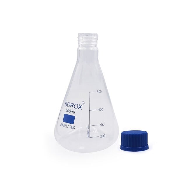 Borox Cam Erlen 500 ml - Erlenmeyer Flask Vida Kapaklı - 10 Adet Toptan