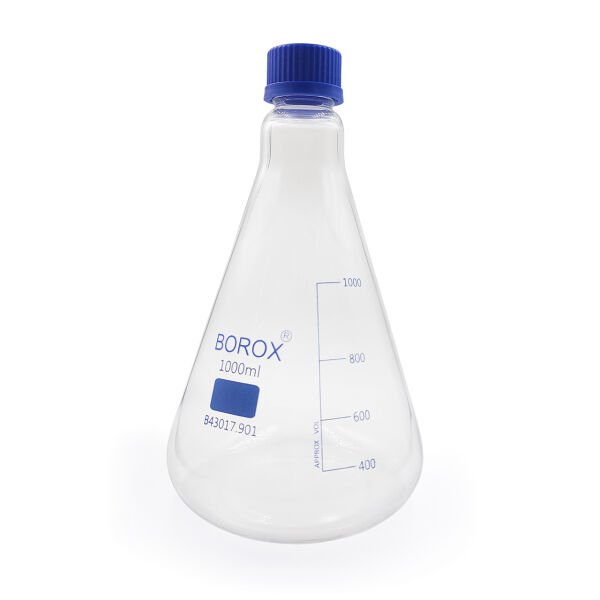 Borox Cam Erlen 1000 ml - Erlenmeyer Flask Vida Kapaklı - 10 Adet Toptan