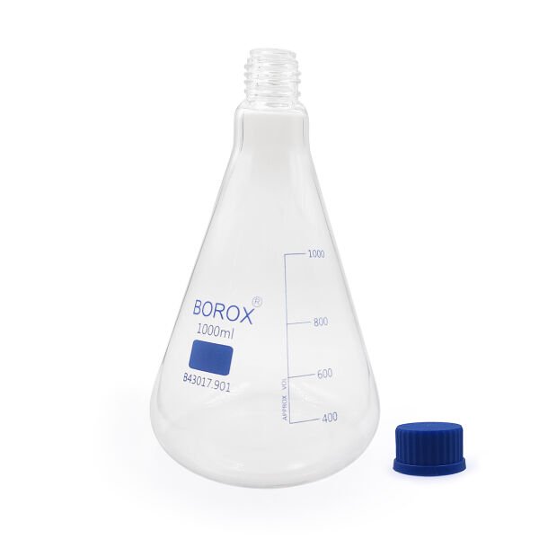 Borox Cam Erlen 1000 ml - Erlenmeyer Flask Vida Kapaklı - 10 Adet Toptan