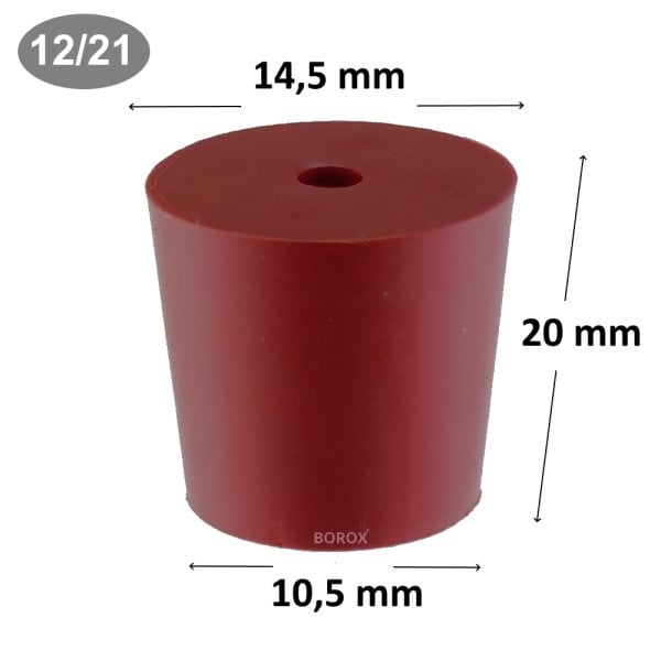 Borox Kauçuk Tıpa Delikli 10,5x14,5x20 mm - Kapak NS 12/21