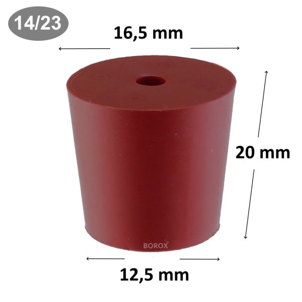 Borox Kauçuk Tıpa Delikli 12,5x16,5x20 mm - Kapak NS 14/23