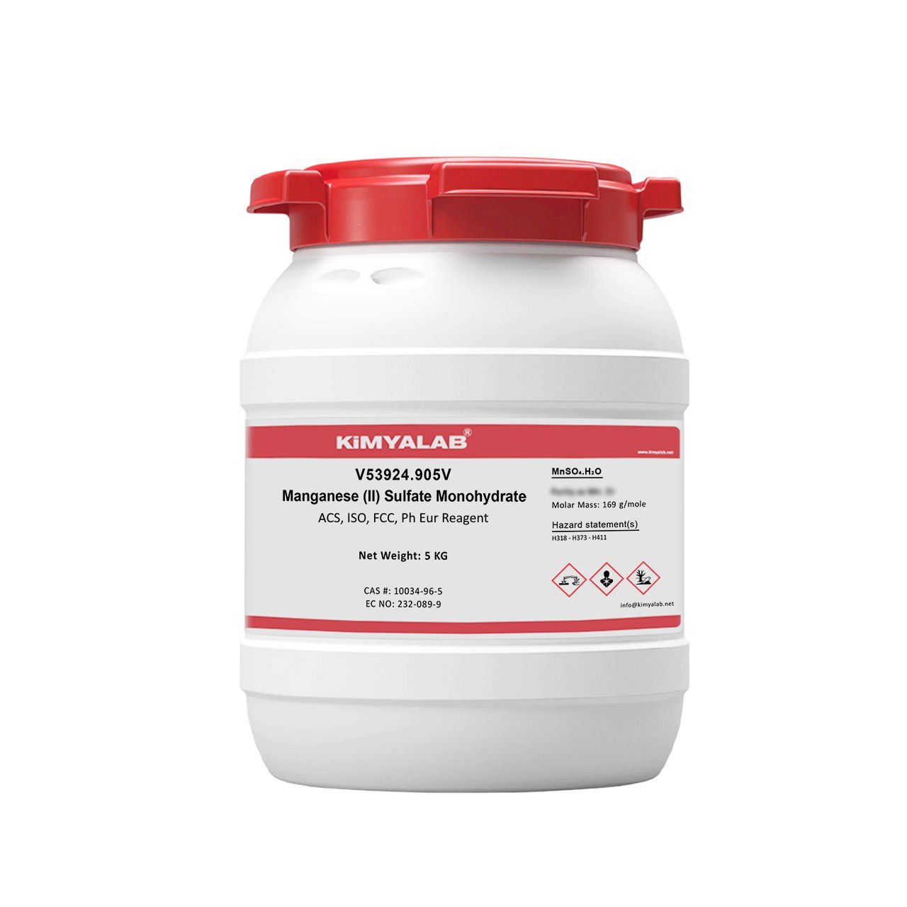 Kimyalab Mangan Sülfat Monohidrat - Manganese II Sulfate Monohydrate - Food Grade - 5 Kg-HDPE Varil
