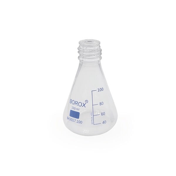 Borox Cam Erlen 100 ml - Erlenmeyer Flask Vida Kapaklı