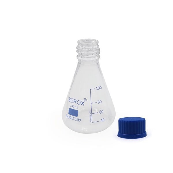 Borox Cam Erlen 100 ml - Erlenmeyer Flask Vida Kapaklı