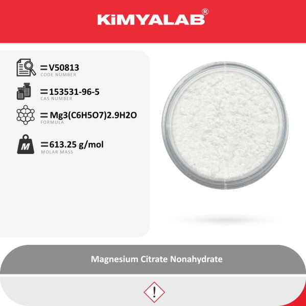 Kimyalab Magnezyum Sitrat - Magnesium Citrate Nonahydrate - 25 Kg-Koli Toptan
