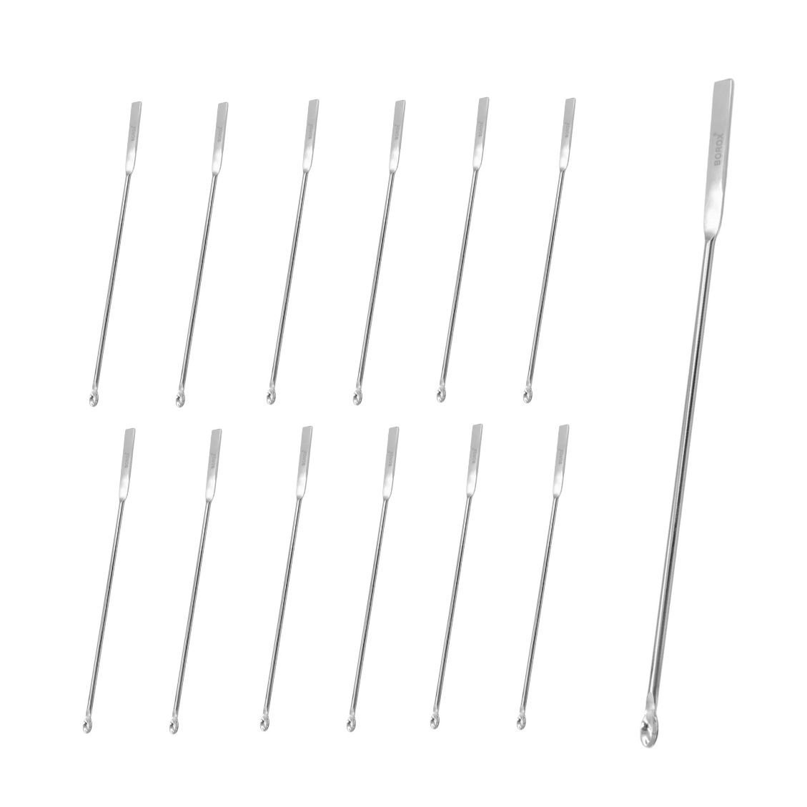 Borox Metal Spatül Mikro Kaşıklı 21 cm - Paslanmaz Çelik Spatula - 12 Adet Toptan