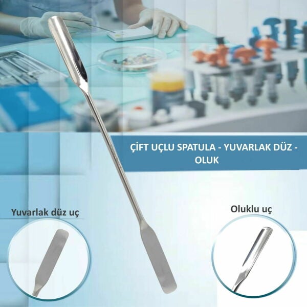 Borox Metal Spatül Oluklu 18 cm - Paslanmaz Çelik Spatula - 12 Adet Toptan