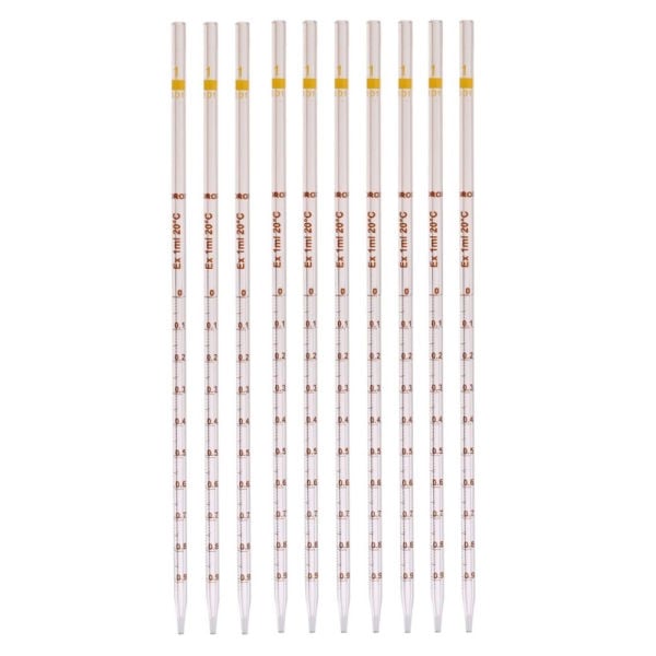 Borox Cam Dereceli Pipet 1 ml - Serolojik Pipet - 10 Adet