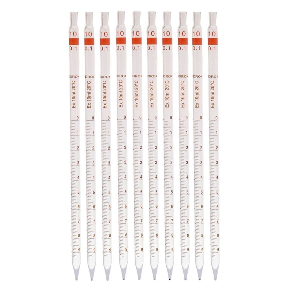 Borox Cam Dereceli Pipet 10 ml - Serolojik Pipet - 10 Adet