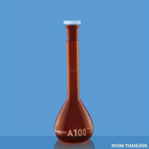 Borosil Cam Balon Joje 100 ml Amber - Plastik Tıpalı Class A - 10 Adet Toptan