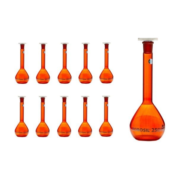 Borosil Cam Balon Joje 250 ml Amber - Plastik Tıpalı Class A - 10 Adet Toptan