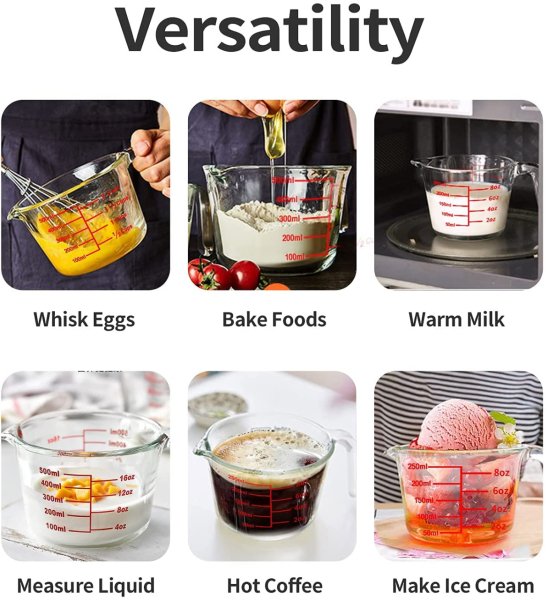 Borox Kulplu Cam Beher 500ml - Ölçü Kabı Beaker - 5 Adet