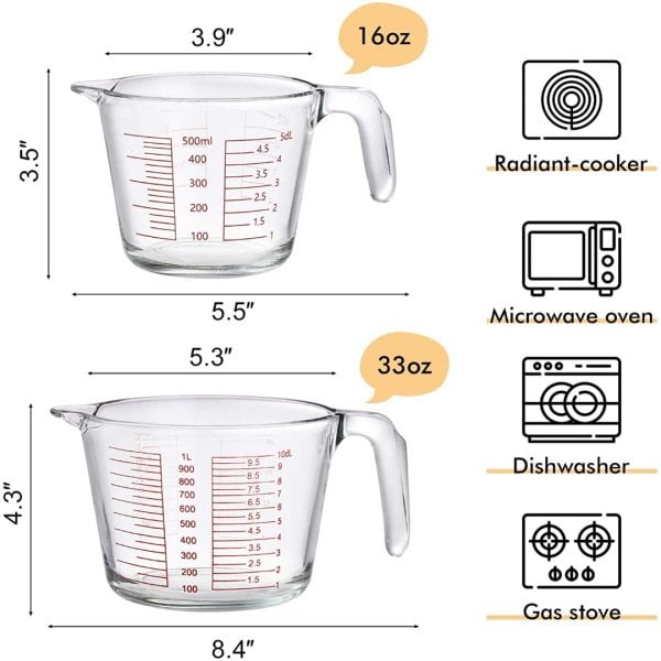 Borox Kulplu Cam Beher 500ml - Ölçü Kabı Beaker - 5 Adet