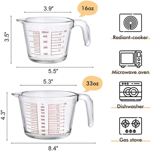 Borox Kulplu Cam Beher 500ml - Ölçü Kabı Beaker - 5 Adet
