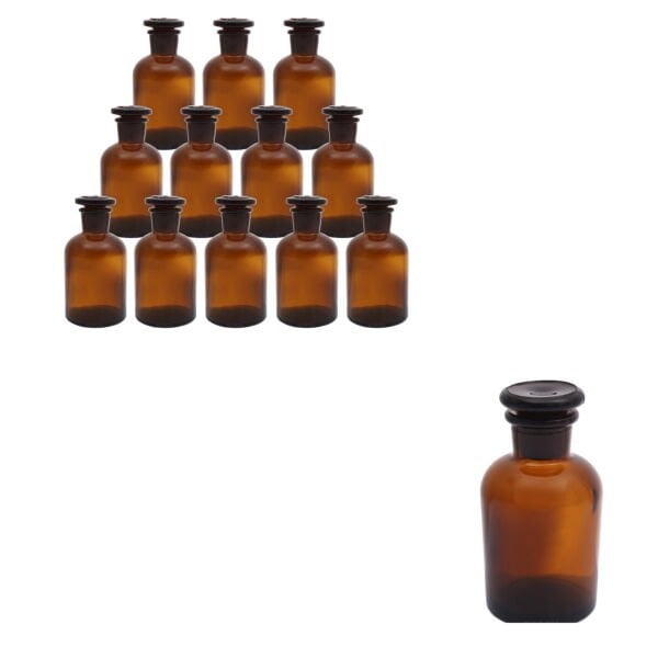 Borox Amber Cam Miyar Şişe 60ml - Şilifli Tıpalı Şişe 12Adet