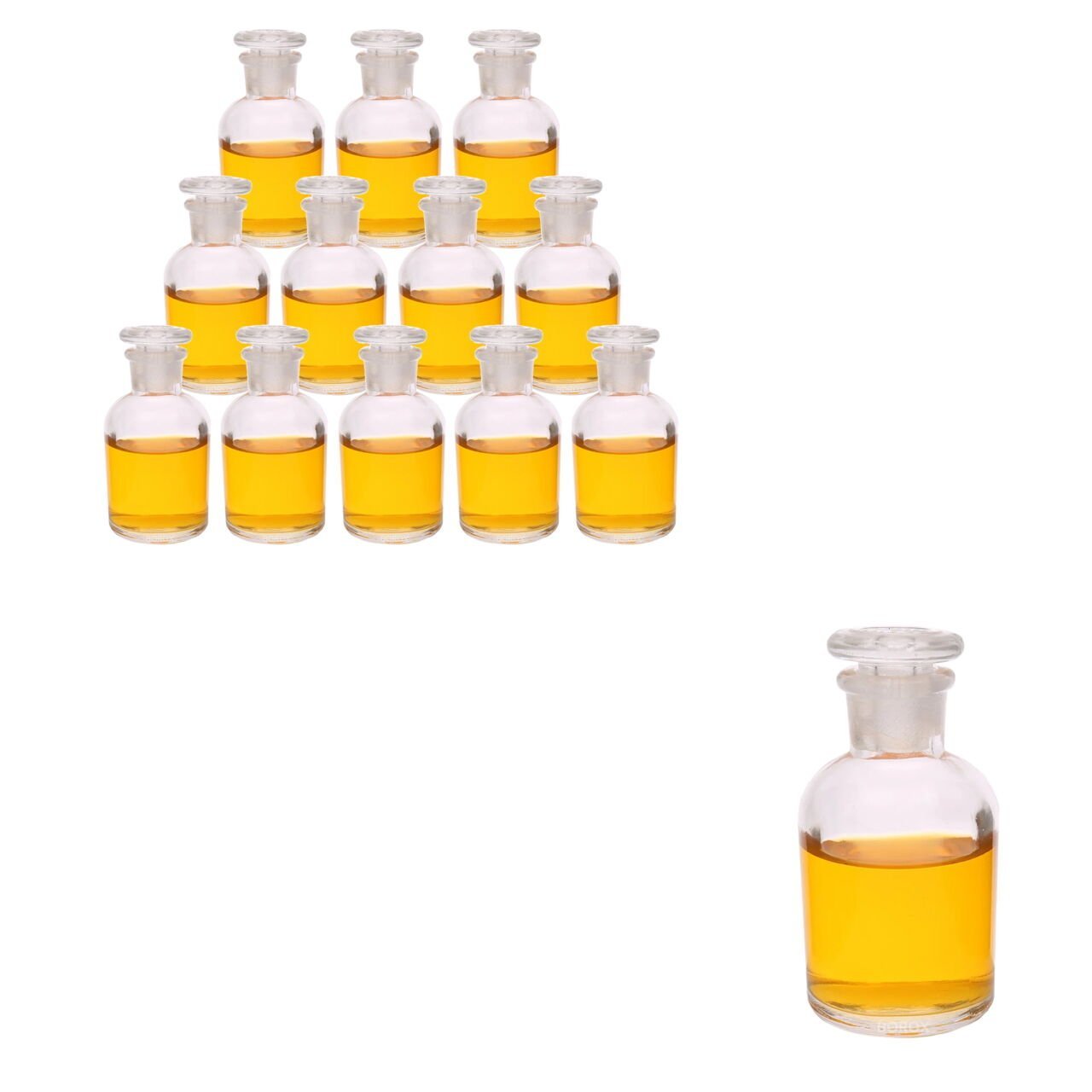 Borox Cam Miyar Şişe 60ml - Şilifli Tıpalı Şişe 60cc 12 Adet