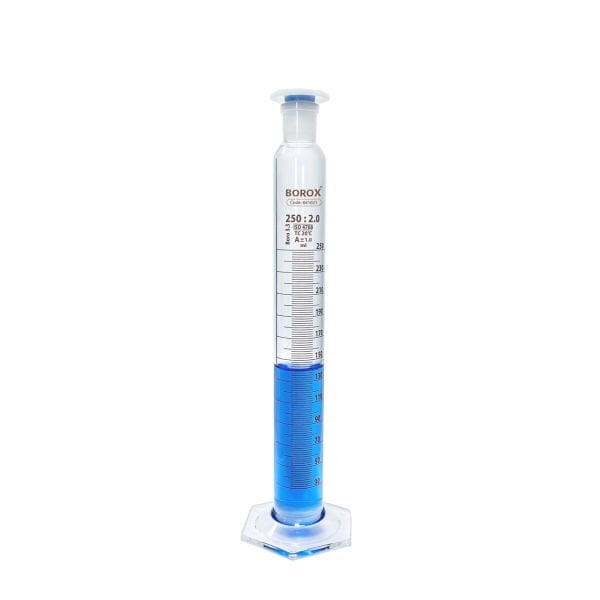 Borox Cam Çalkalamalı Mezür 250 ml - Plastik Tıpalı Dereceli Silindir