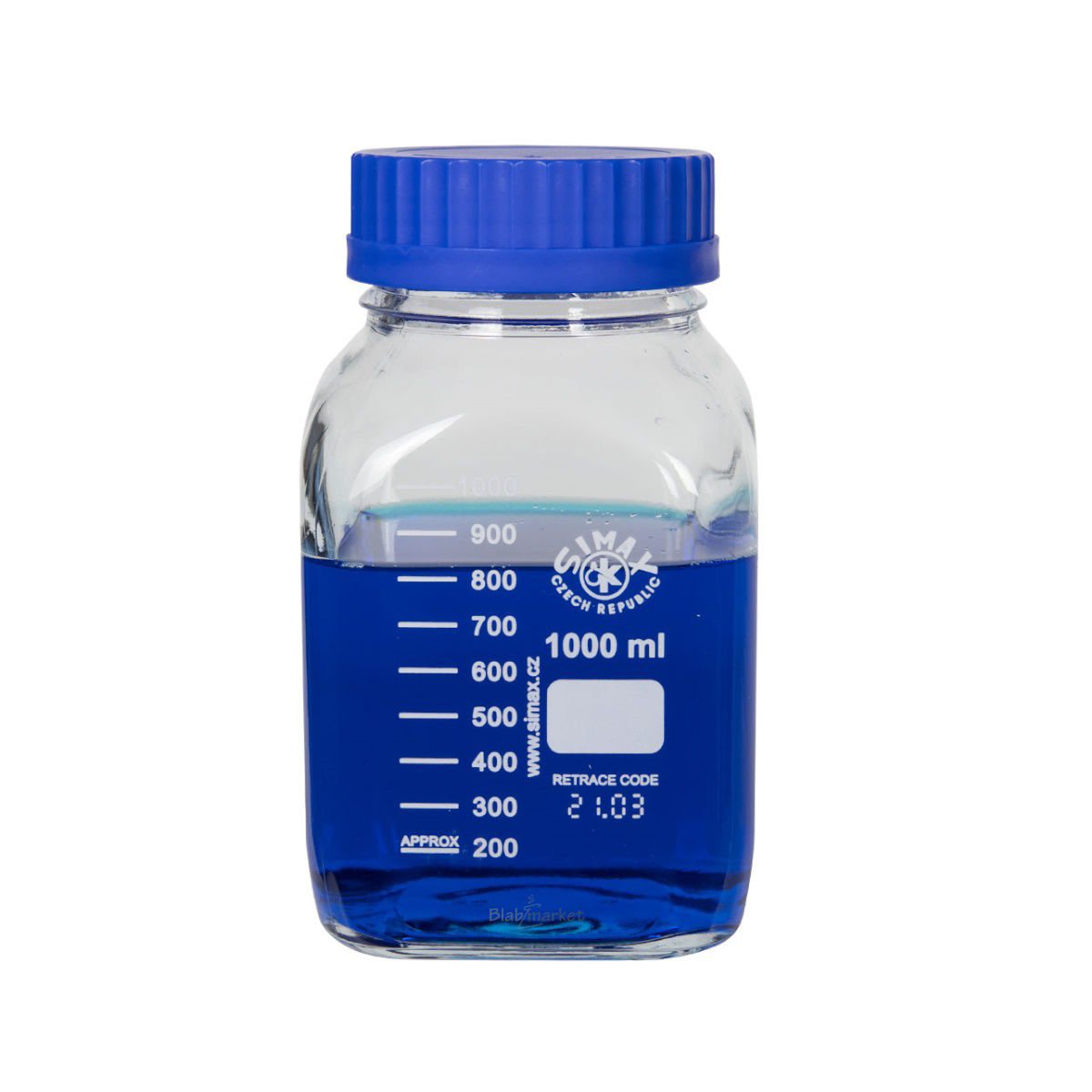 Simax Kare Otoklav Cam Şişe Geniş Ağız 1000ml Kapaklı Şişe