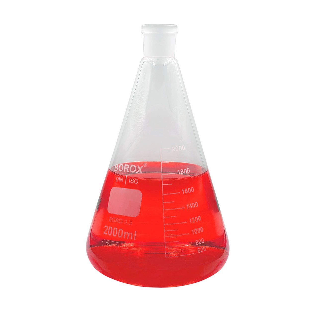 Borox Cam Erlen Şilifli 2000 ml - 29/32 Şilifli Erlenmayer - Erlenmeyer Flask