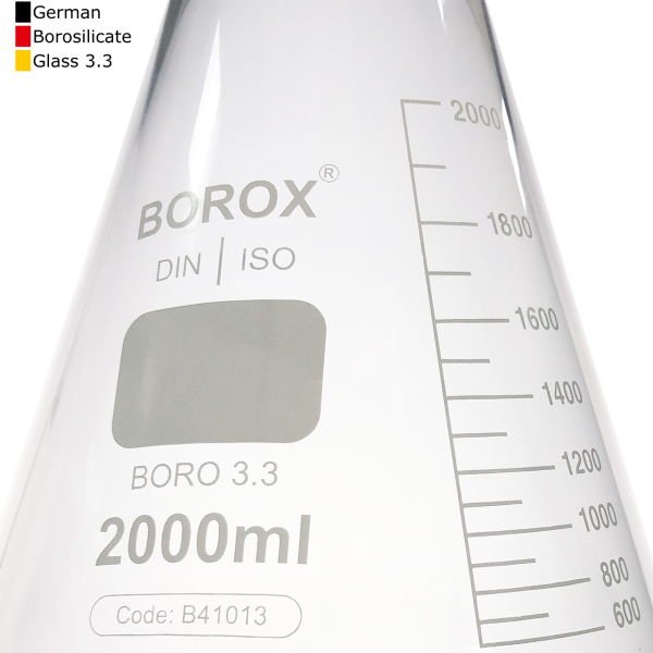 Borox Cam Erlen Şilifli 2000 ml - 29/32 Şilifli Erlenmayer - Erlenmeyer Flask