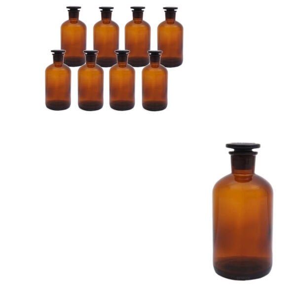 Borox Amber Cam Miyar Şişe 500ml - Şilifli Tıpalı Şişe 8li