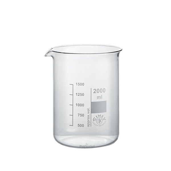 Simax Cam Beher 2000 ml - Kısa Form Isıya Dayanıklı Beaker