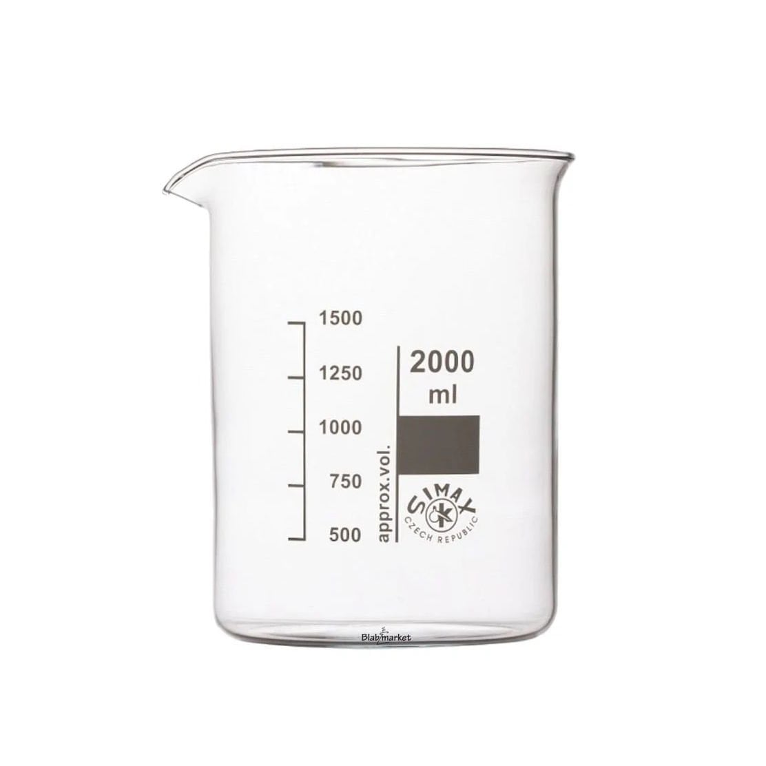 Simax Cam Beher 2000 ml - Kısa Form Isıya Dayanıklı Beaker
