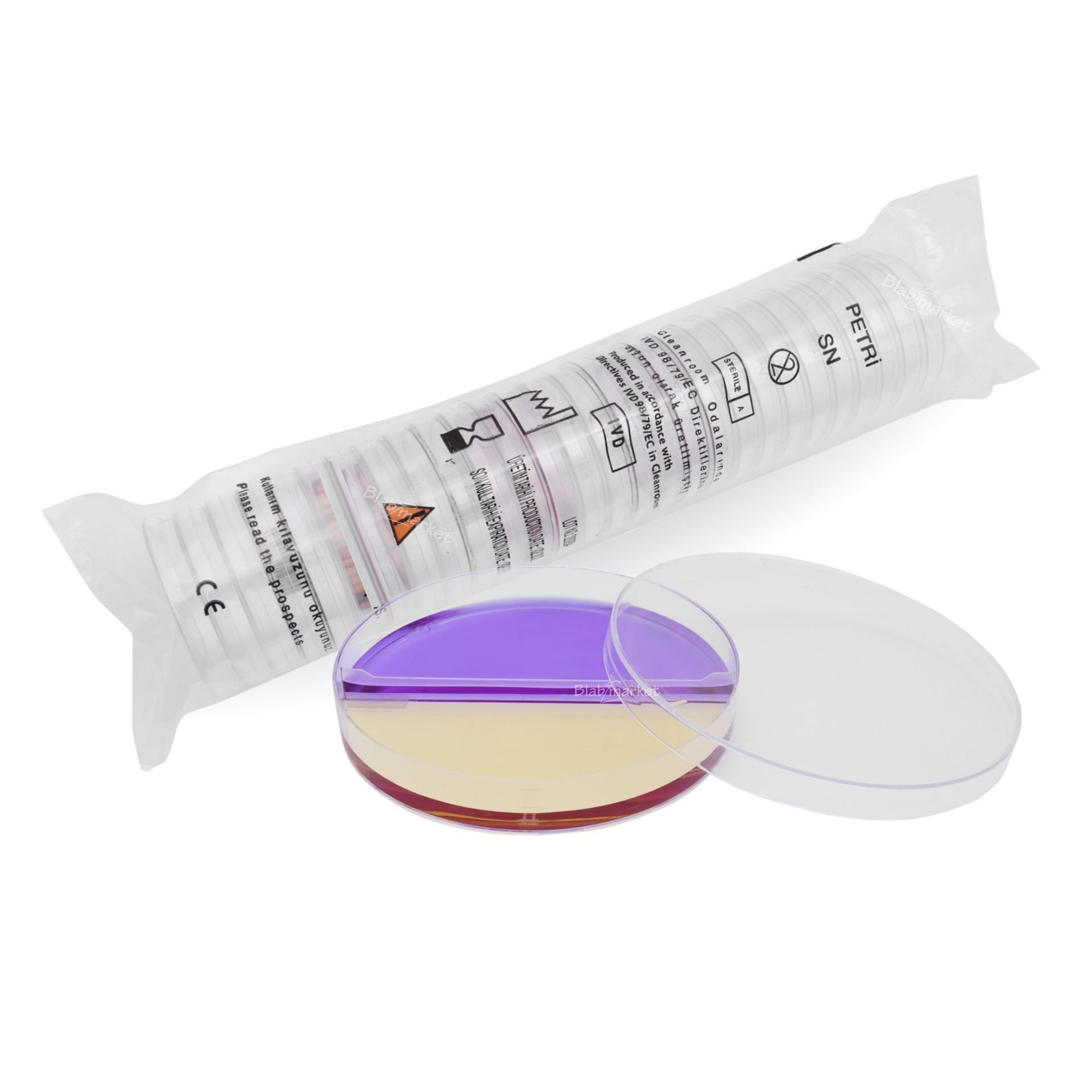 Petri Kabı 90x15mm İki Bölmeli Steril - Petri Kutusu 25 Adet