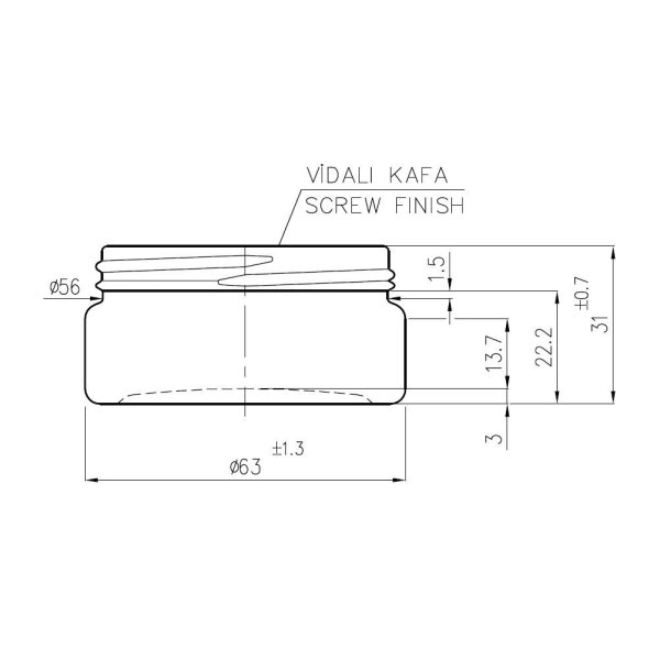 Borox Cam Şişe 50 ml - Krem Kavanoz 50 cc Kapaklı Şişe