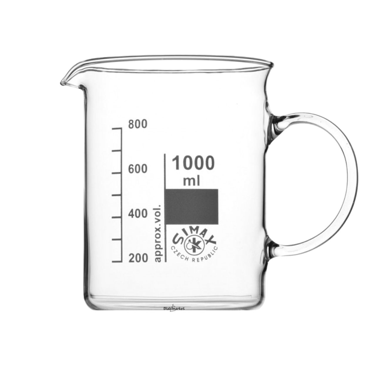 Simax Kulplu Cam Beher 1000 ml - Kısa Form Isıya Dayanıklı Beaker
